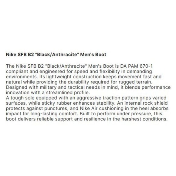 Nike SFB B2 Light Weight Cushioning Boot Black FN3717-001 Men's 9 New with Tags - Picture 9 of 12